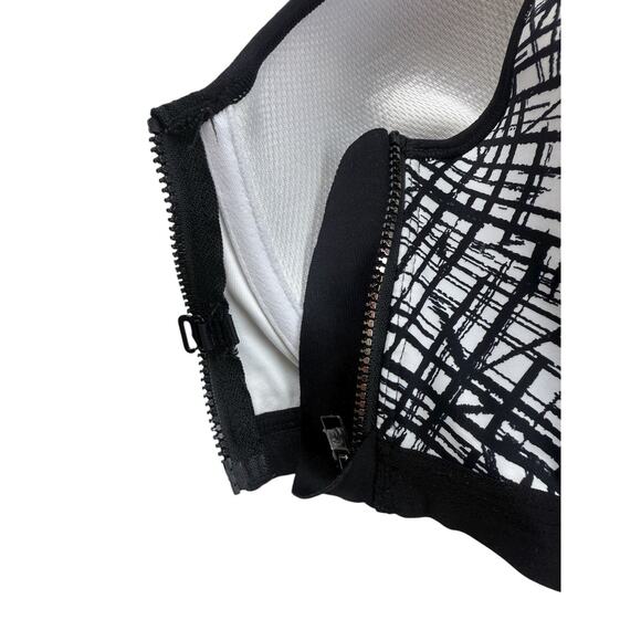 Maidenform Sport Bra DM7991 Zip Front Medium Impact Black White 38DD - Picture 6 of 8